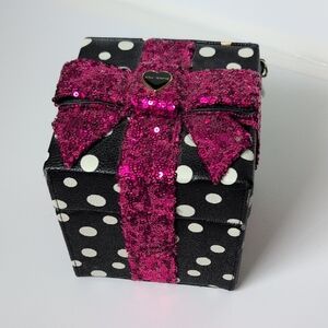 Black and White Polka Dot Box with Pink Sequin Bow